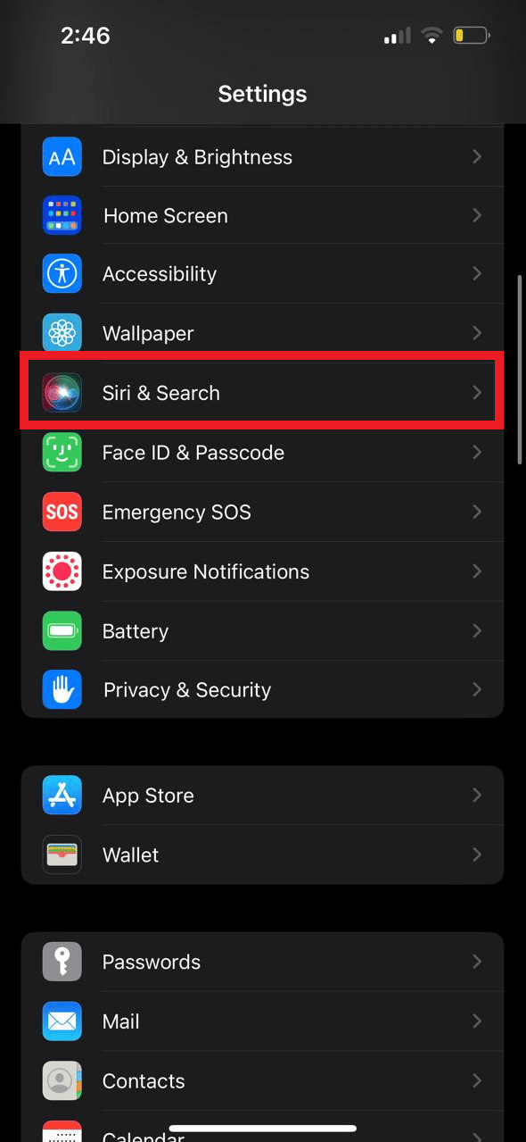 Selecciona Siri y Buscar.