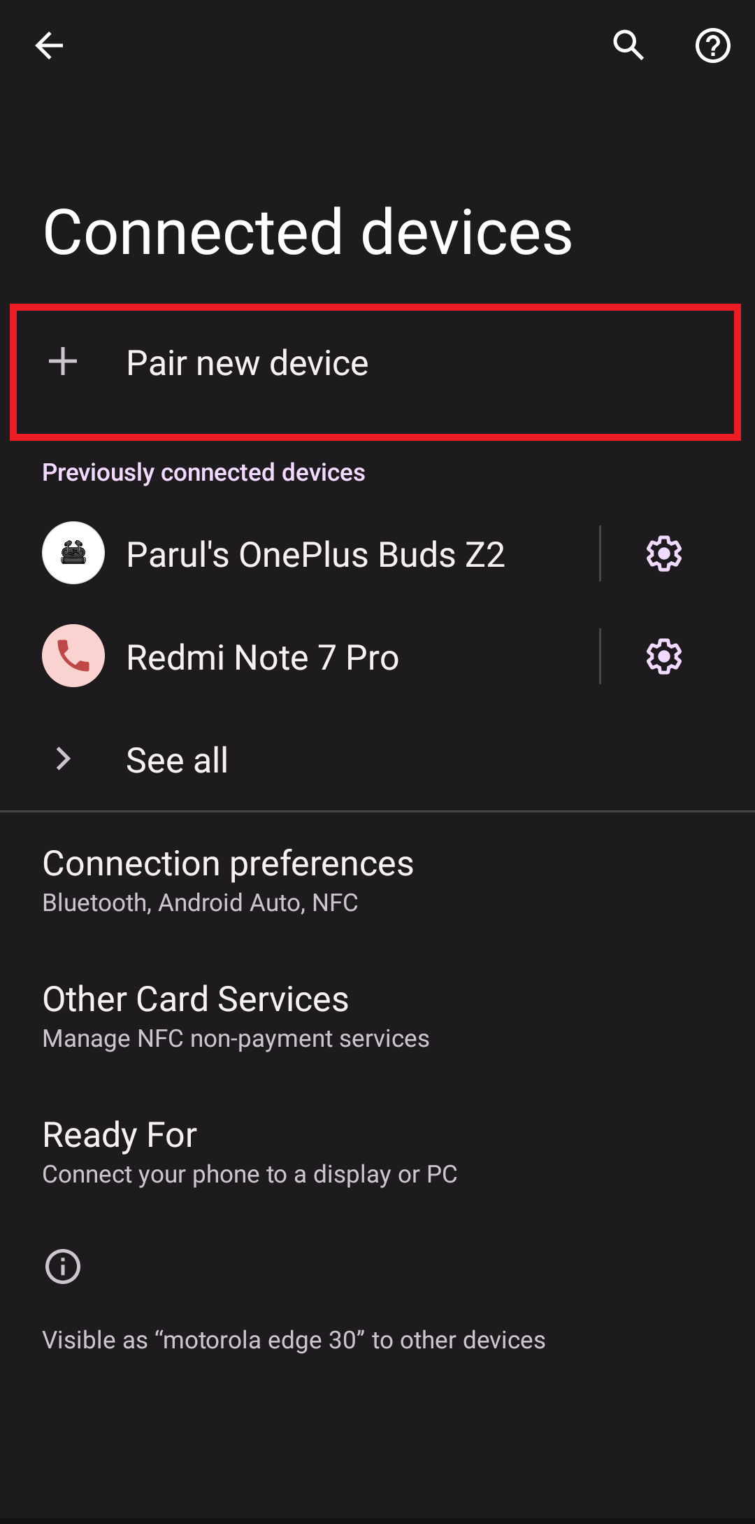 Toque Emparejar un nuevo dispositivo