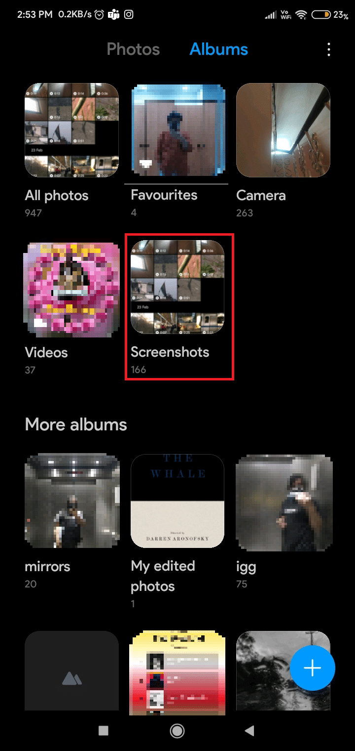 Busque la carpeta Capturas de pantalla y tóquela. 