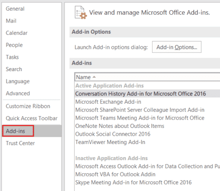 Seleccione Complementos. Cómo instalar y usar el complemento Teams para Outlook
