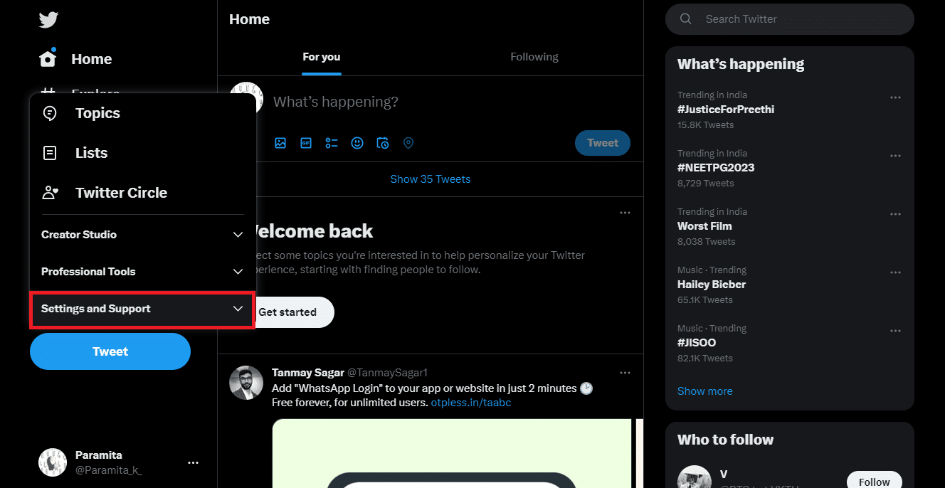 Configuración y Soporte en Twitter.  Cómo configurar la aplicación de autenticación de dos factores en Twitter