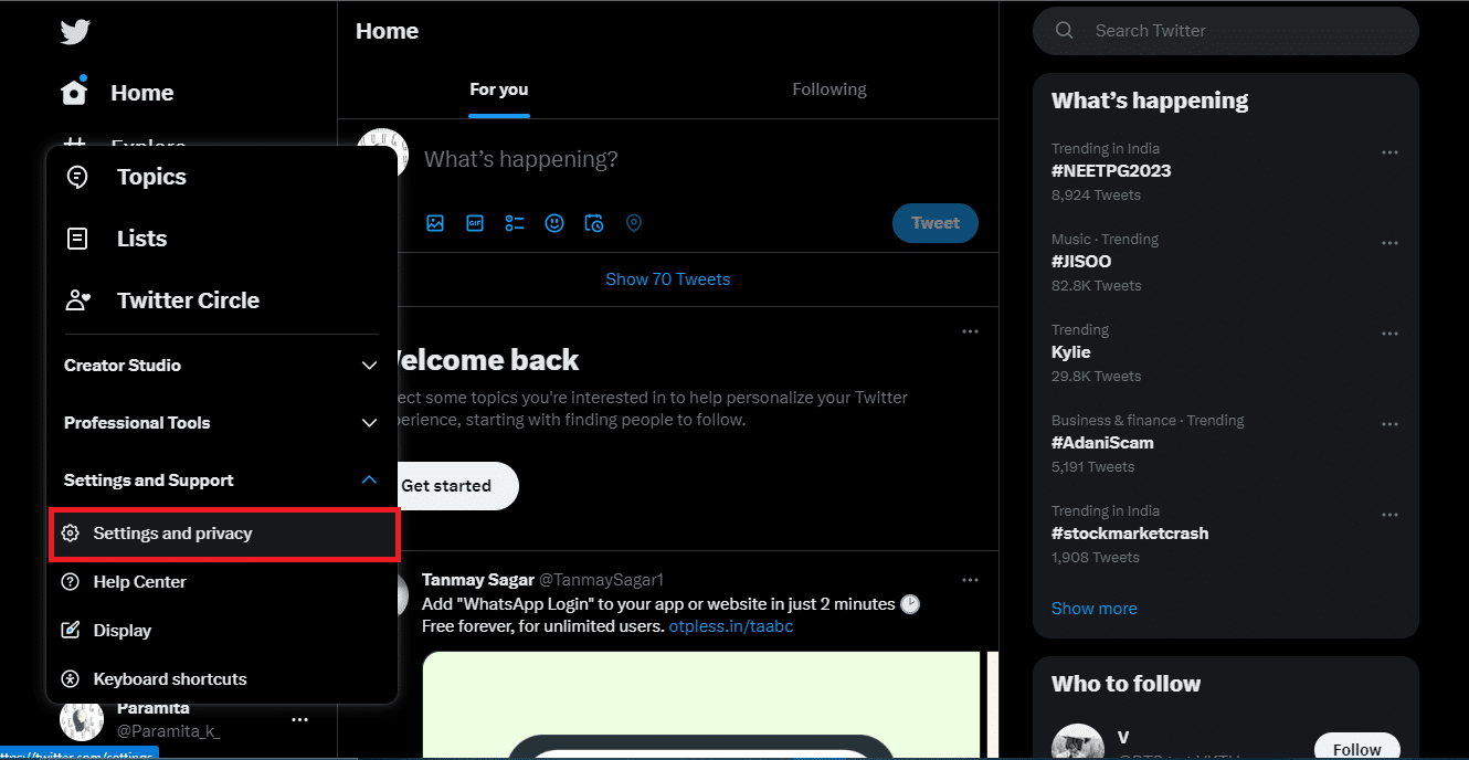 Configuración y privacidad en Twitter.  Cómo configurar la aplicación de autenticación de dos factores en Twitter