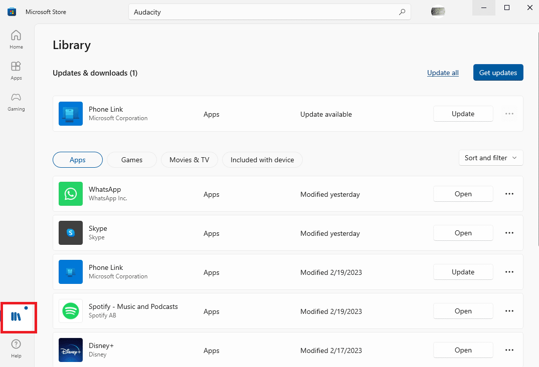 haga clic en Biblioteca.  Cómo reparar el código de error de Audacity 9999 en Windows 10