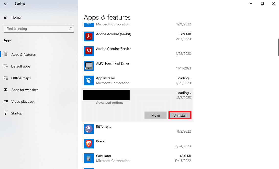 desinstalar aplicación.  Cómo reparar el código de error de Audacity 9999 en Windows 10