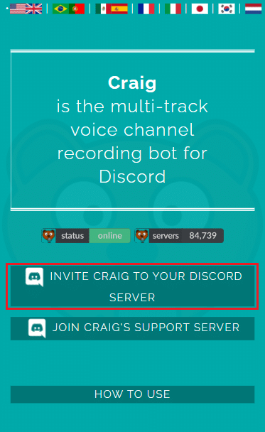 INVITA A CRAIG A TU SERVIDOR DE DISCORD