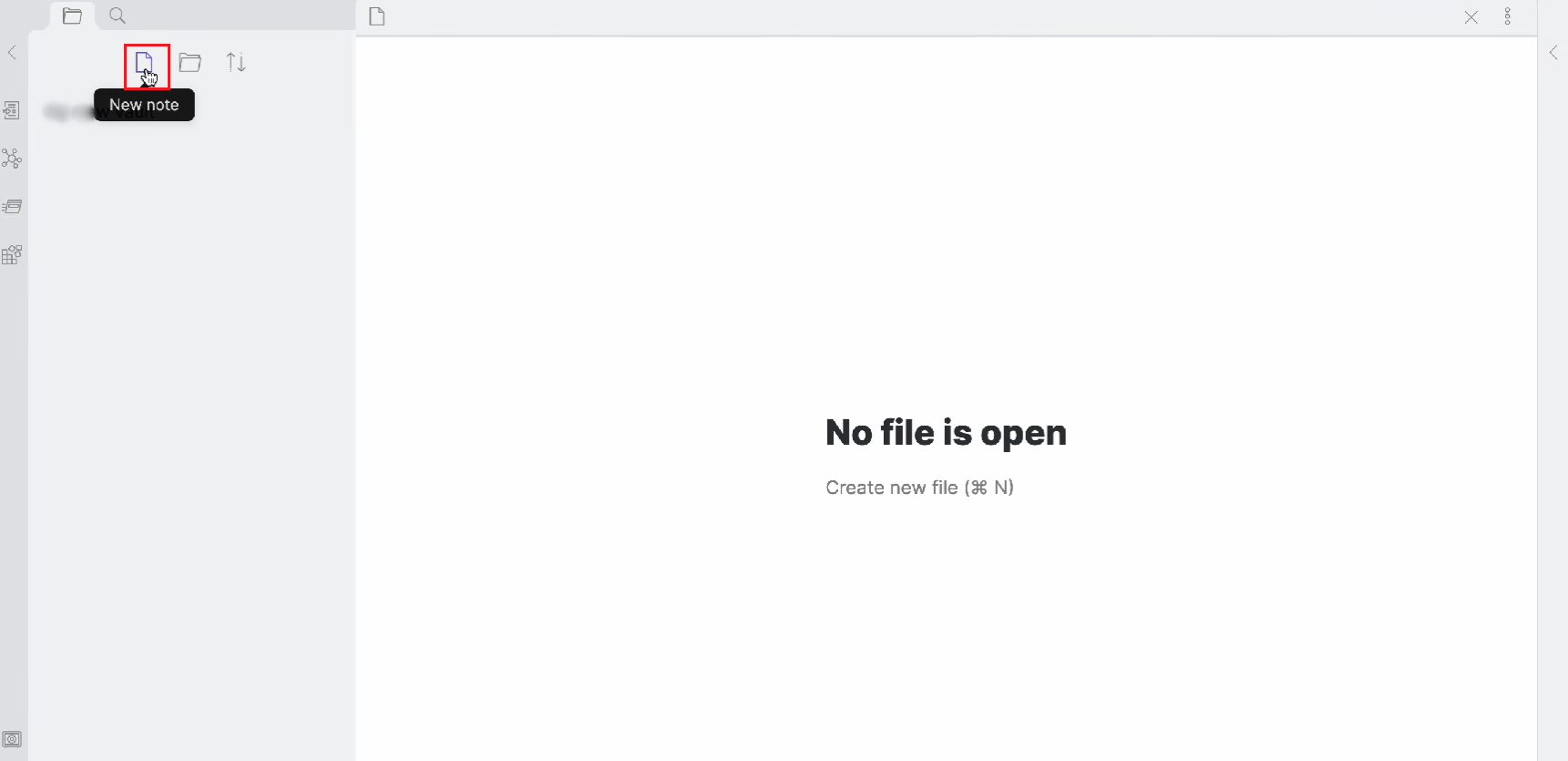 regrese a la pantalla de inicio de la aplicación Obsidian y haga clic en el icono Nueva nota | Ejemplos de notas de obsidiana
