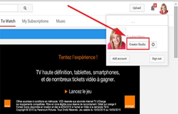 1paso Haz clic en Creator Studio para comenzar con su canal de YouTube.