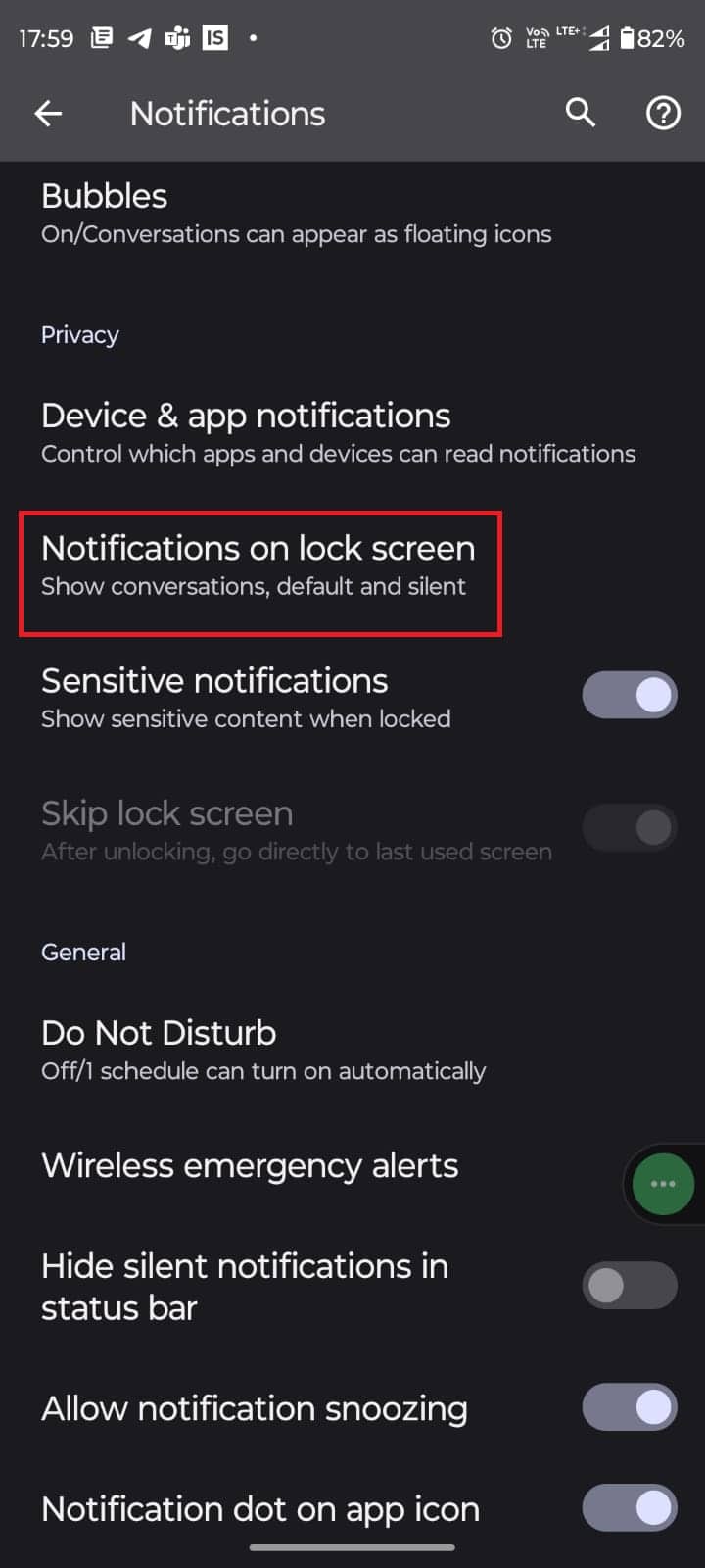 Busque desde la notificación en la pantalla de bloqueo y tóquela.  Cómo leer mensajes de Telegram sin ser visto
