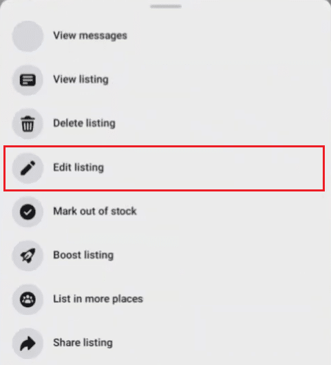 listado deseado - icono de tres puntos - Editar listado |  ¿Puedes editar una lista de Facebook Marketplace?