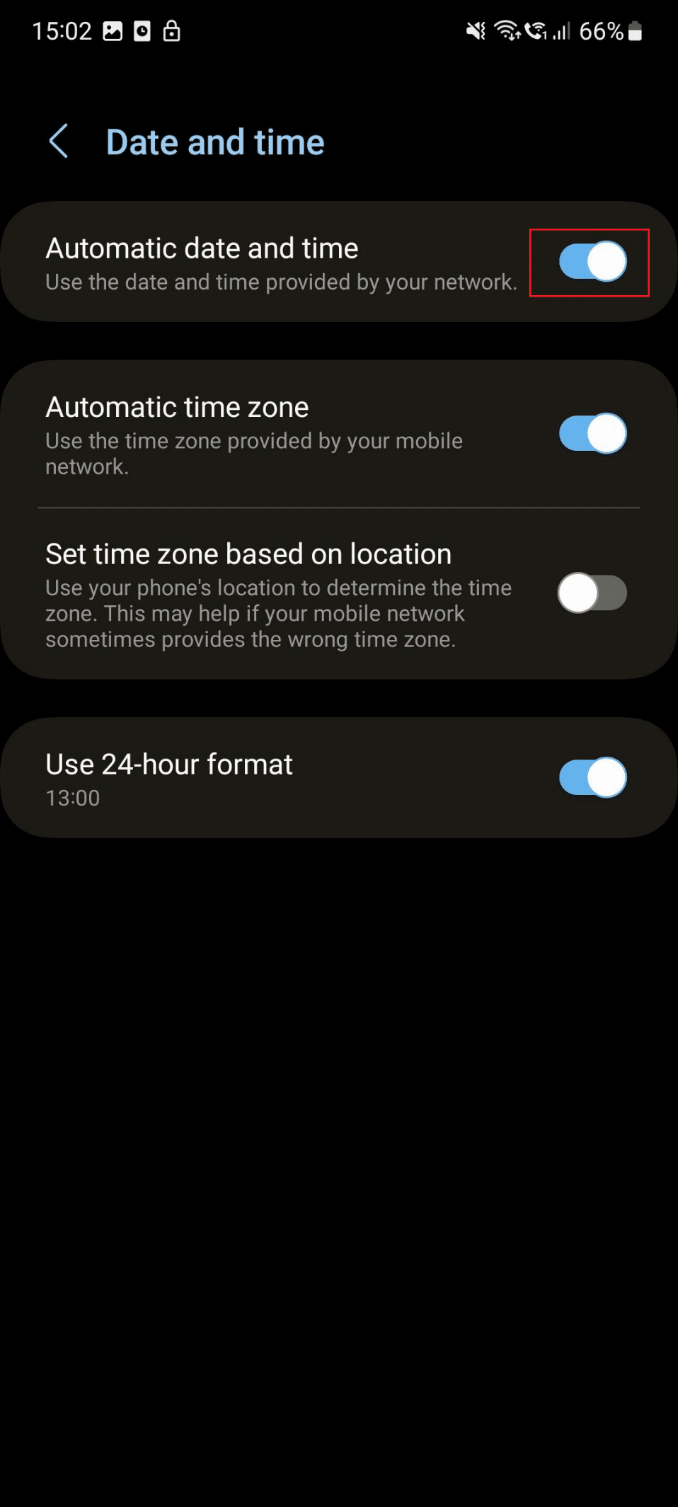 fecha y hora automáticas.  Arreglar imágenes y medios de WhatsApp que no se descargan