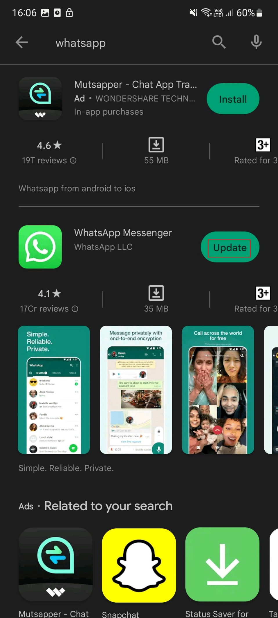 actualización para whatsapp.  Arreglar imágenes y medios de WhatsApp que no se descargan