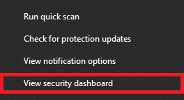 haga clic en Ver panel de seguridad. Cómo reparar el error de conexión de Spotify Code 4 en Windows 10