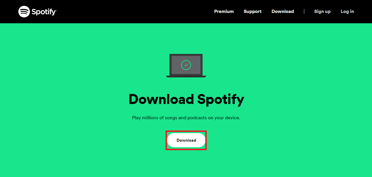 Haga clic en Descargar para descargar la configuración de Spotify