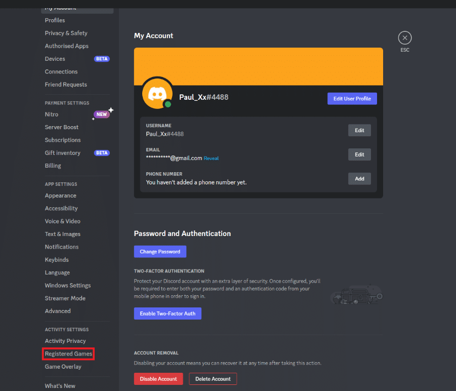 Haga clic en Juegos registrados
