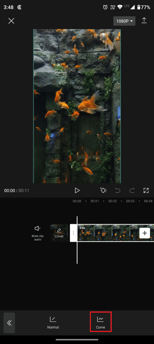 toca Curve, que te permite editar la velocidad de tus videos de manera flexible.