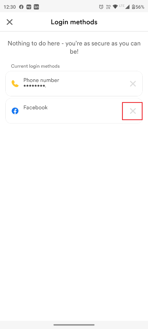 toca la cruz al lado de tu perfil de facebook