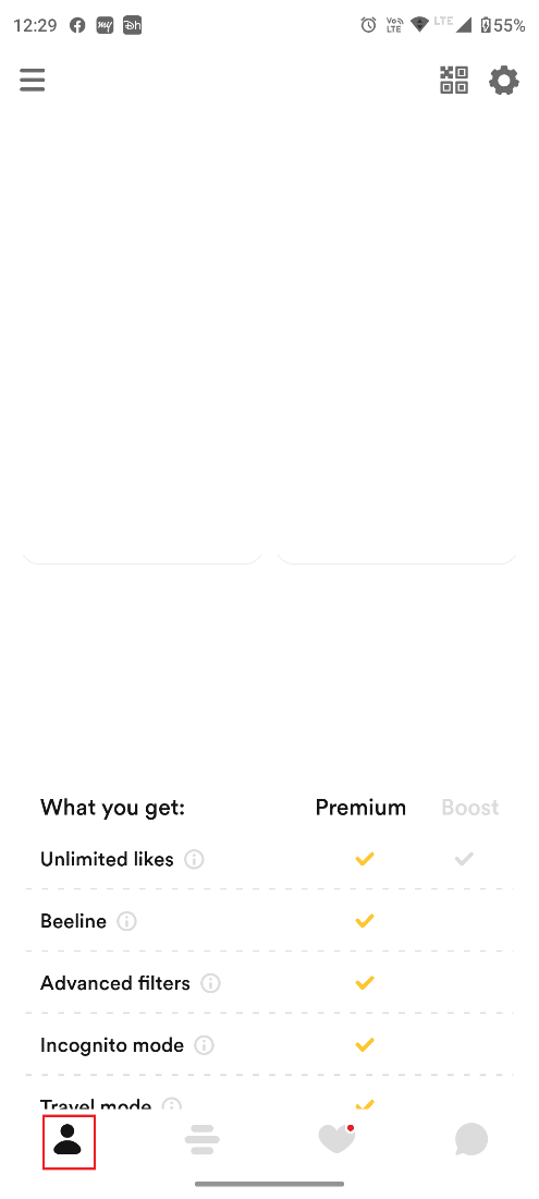 Toca el ícono de Perfil