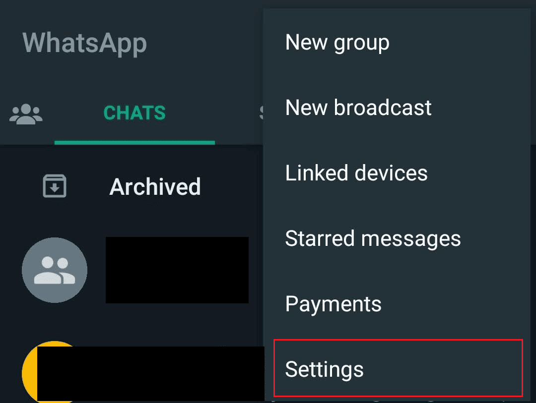 Toque el ícono de tres puntos - Configuración desde la esquina superior derecha | Cómo recuperar una cuenta antigua de WhatsApp sin tarjeta SIM