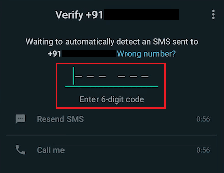 verifica tu nuevo número de teléfono ingresando el código de 6 dígitos que recibes en él | Cómo recuperar una cuenta antigua de WhatsApp sin tarjeta SIM