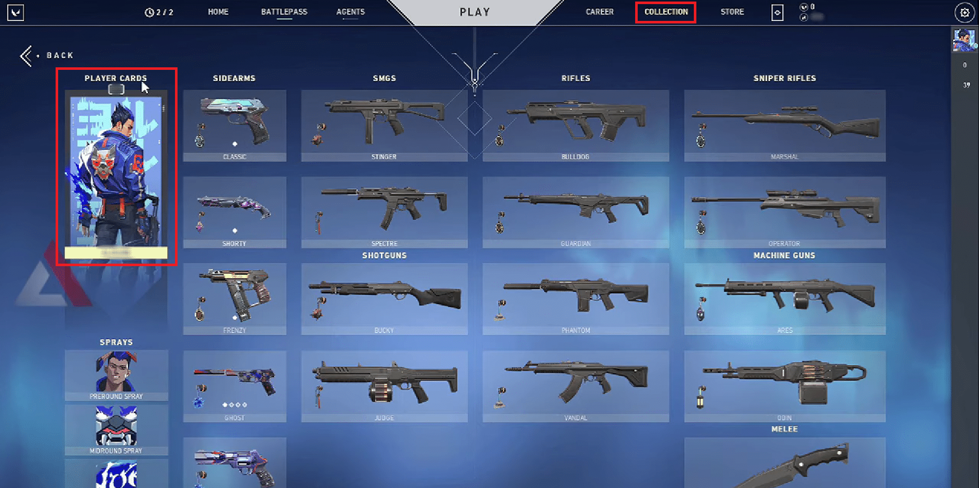 Pestaña COLECCIÓN - TARJETAS DE JUGADOR