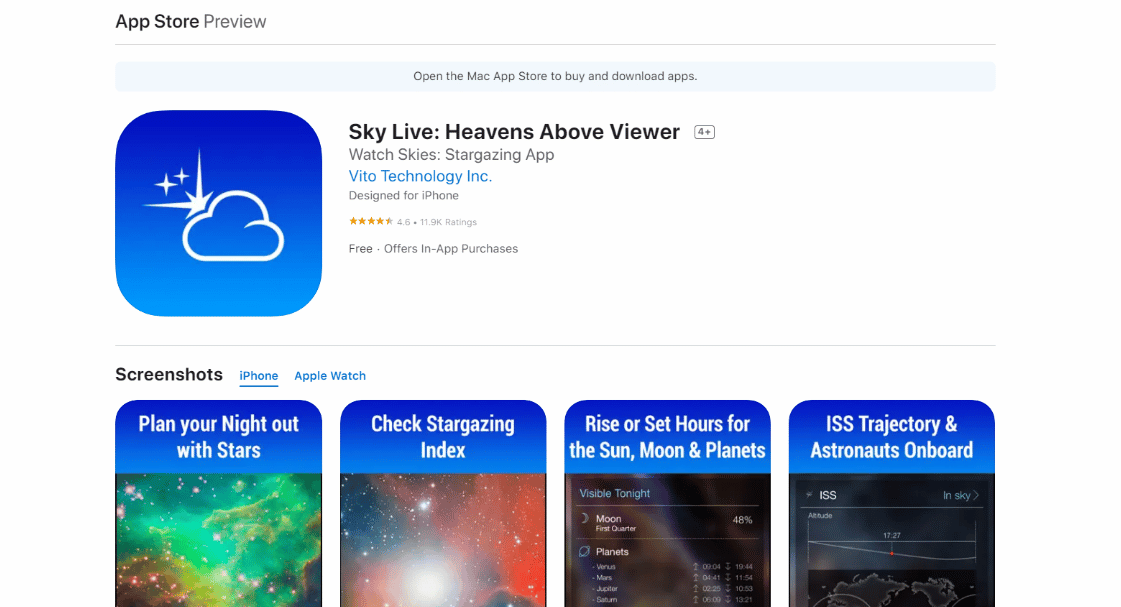 Página de instalación de la aplicación Sky Live