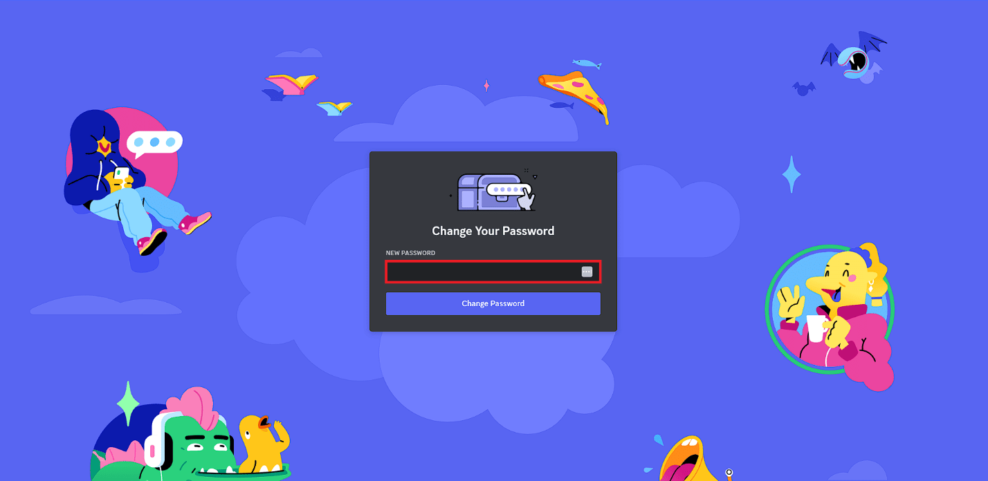 Escriba una nueva contraseña en el campo de texto Nueva contraseña. Reparar el correo electrónico de Discord ya está registrado Error