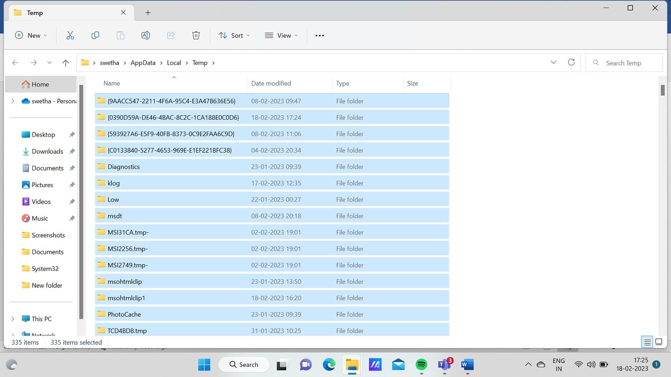 Presione las teclas Ctrl y A en su teclado para seleccionar todos los archivos. | ¿Por qué Windows 11 es repentinamente tan lento y cómo solucionarlo?