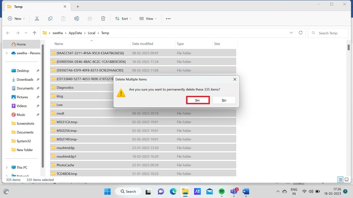 Presione las teclas Shift y Delete para eliminarlos de forma permanente.