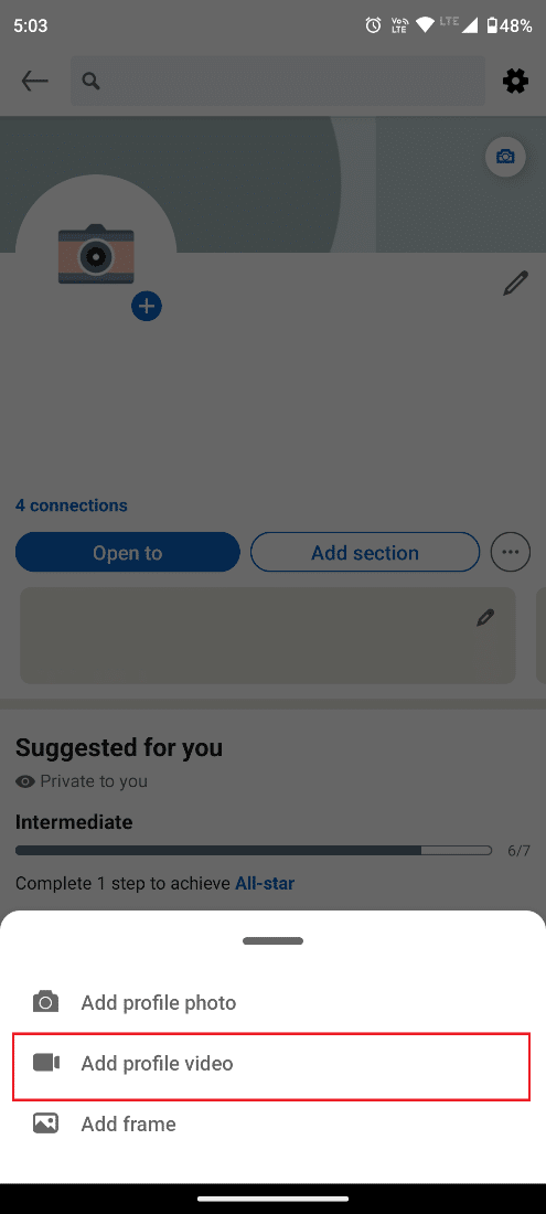 Toque en Agregar video de perfil 