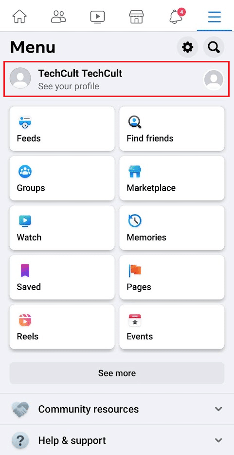 toca el nombre de tu perfil en el menú |  Cómo agregar una imagen de perfil temporal en Facebook