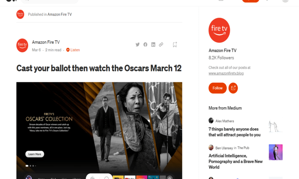 Fire TV lanza un centro dedicado a los Oscar para que los usuarios predigan los ganadores
