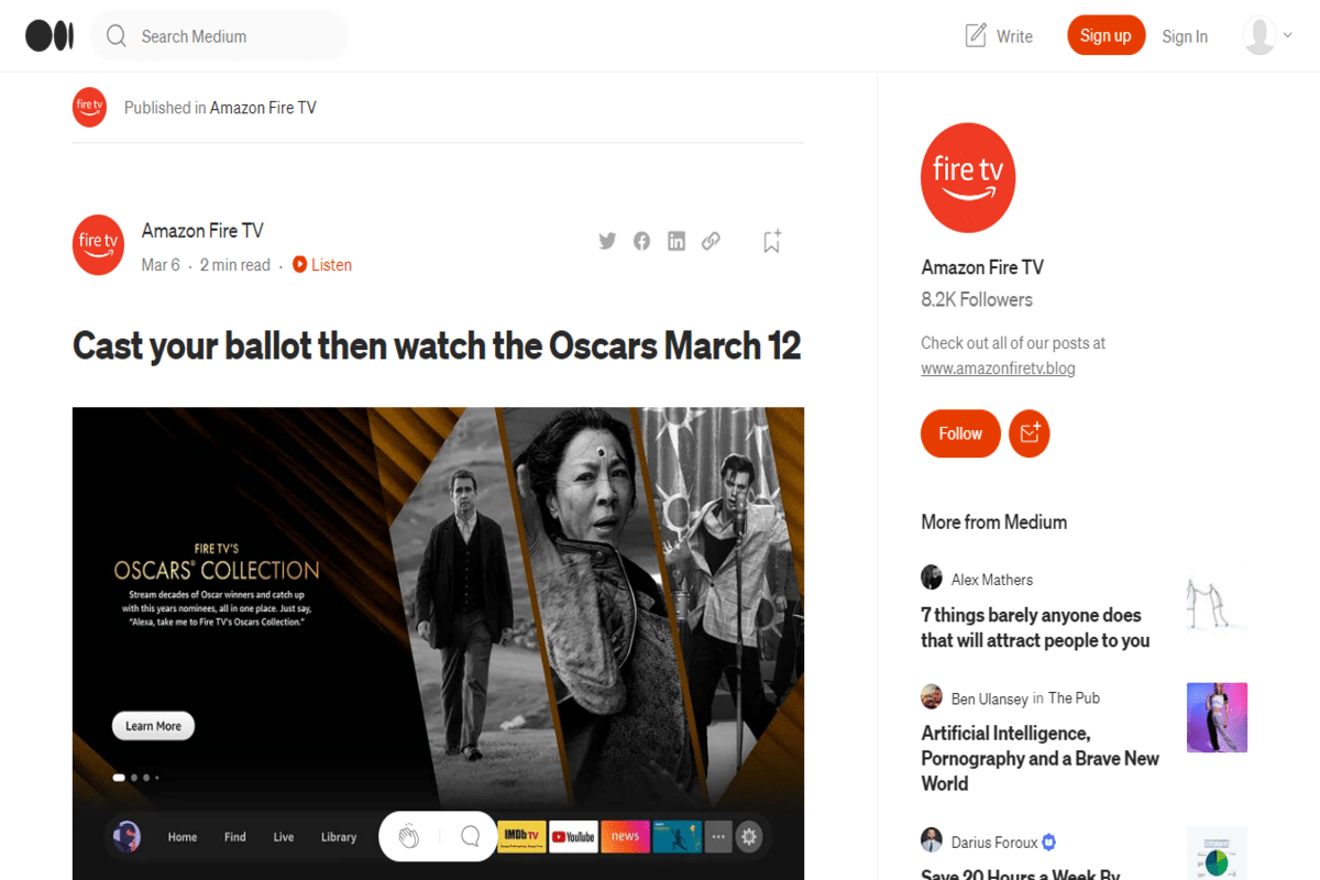 Fire TV lanza un centro dedicado a los Oscar para que los usuarios predigan los ganadores