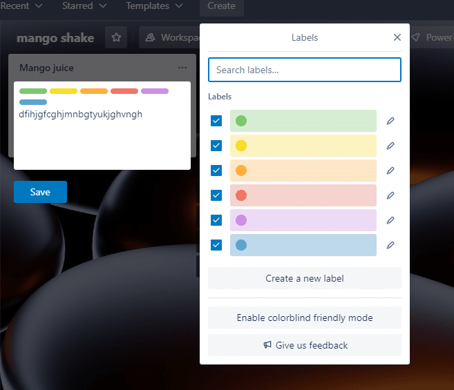 Haga clic en Editar etiquetas.  Cómo agregar una lista en Trello