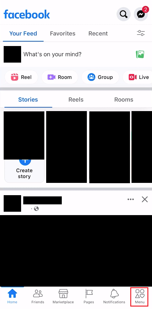 Toque en la pestaña Menú