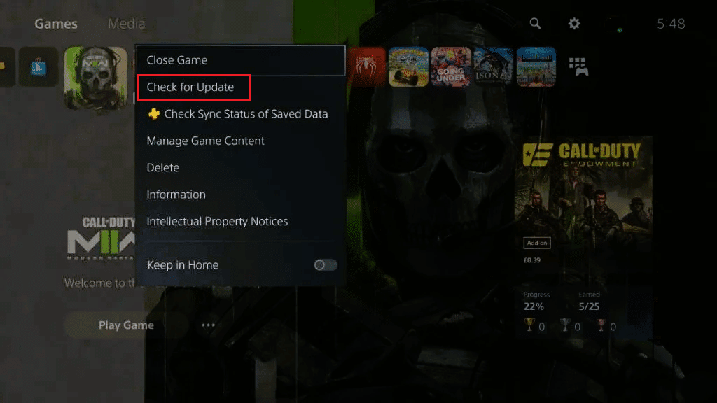verifique la actualización de Call of Duty Modern Warfare 2 en PlayStation ps4