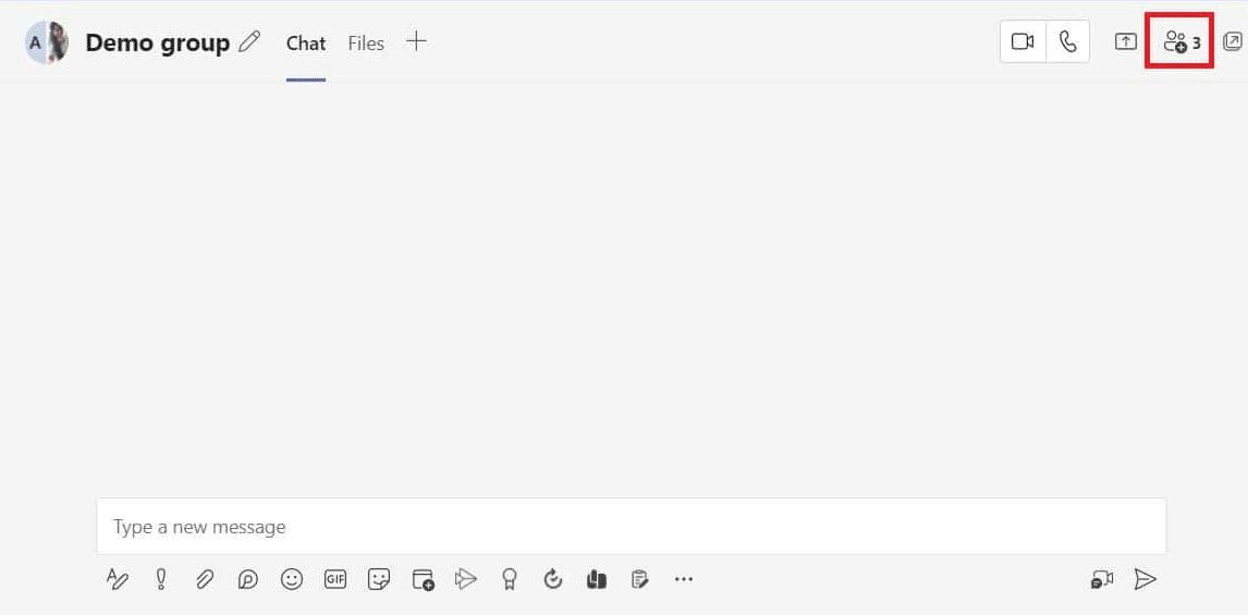 Haga clic en el icono de agregar personas en la esquina superior derecha |  ¿Puedes dejar un chat grupal en Teams sin que nadie lo sepa?