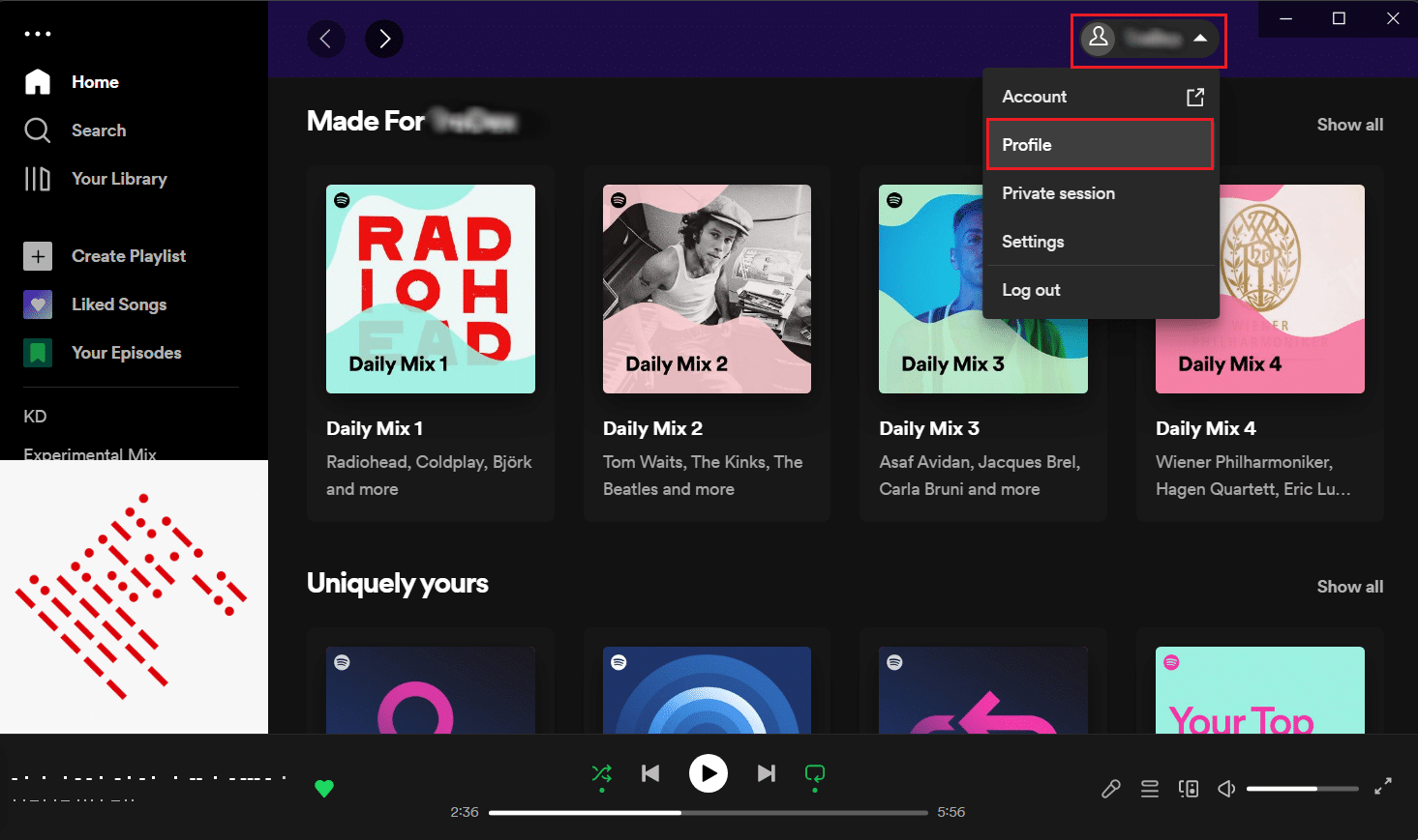 Nombre del perfil - Perfil