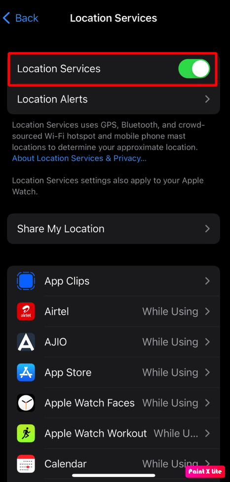activar los servicios de ubicación 