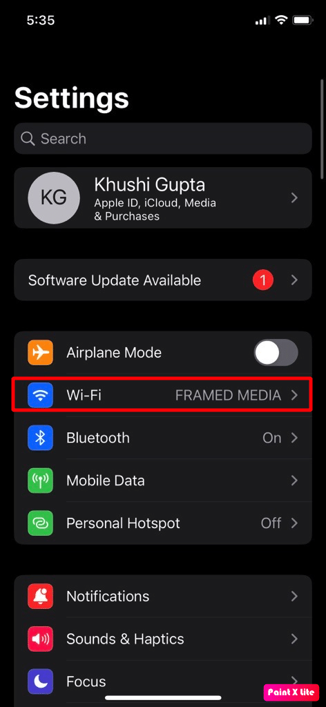 elige la opción wifi