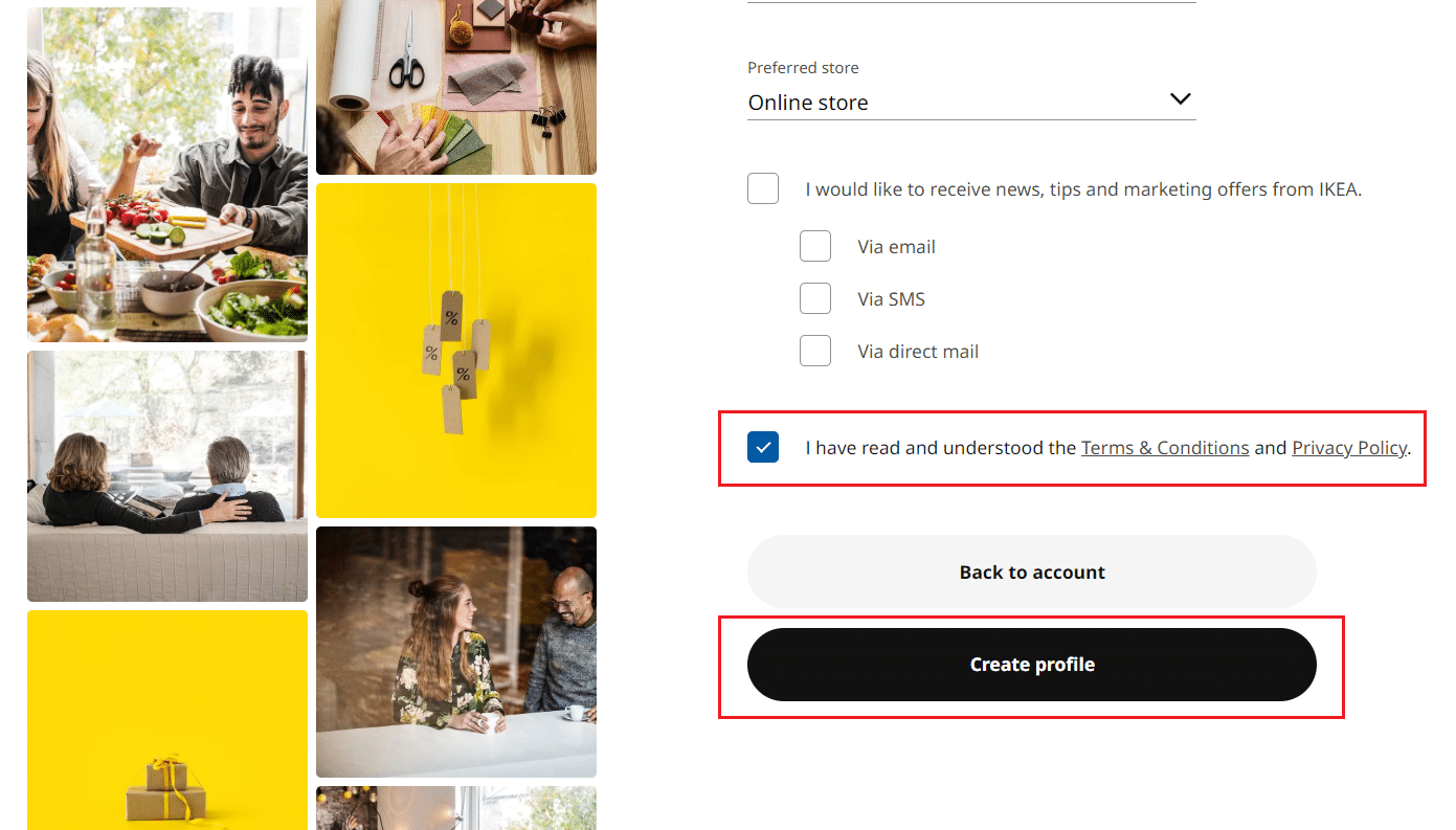 Haga clic en Crear perfil |  ¿La familia IKEA cuesta dinero?