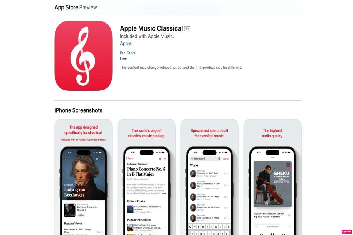 Apple lanzará su aplicación de música clásica