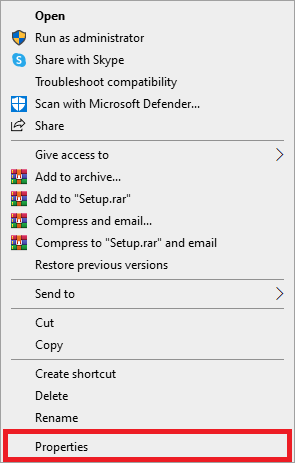 Haga clic derecho en el archivo de instalación descargado y haga clic en Propiedades.  10 formas de arreglar 0x80070015 Bitlocker el dispositivo no está listo Error
