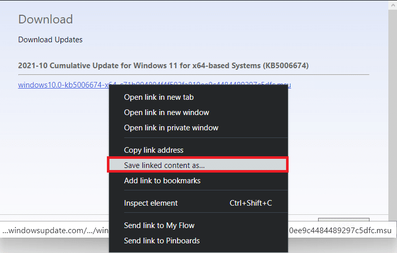 Descarga del archivo .msu |  La actualización de Windows falló con el error 0x80242016
