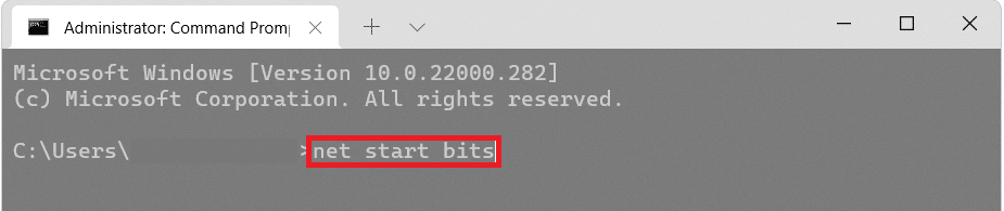 comando para iniciar bits en la ventana del símbolo del sistema |  La actualización de Windows falló con el error 0x80242016