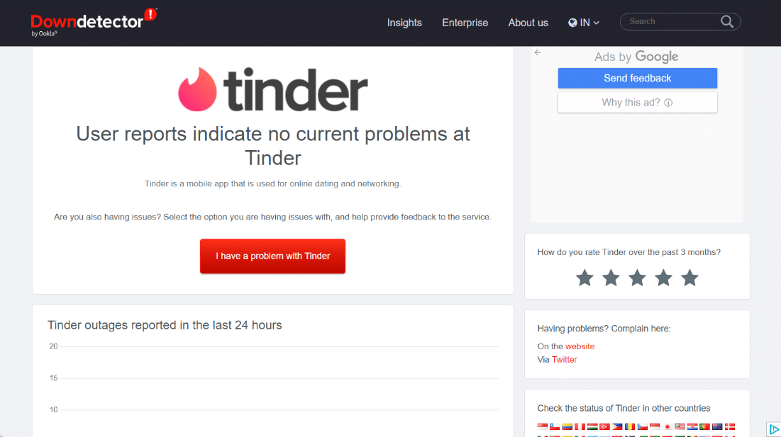 Espere a que se agote el tiempo del servidor de Tinder 