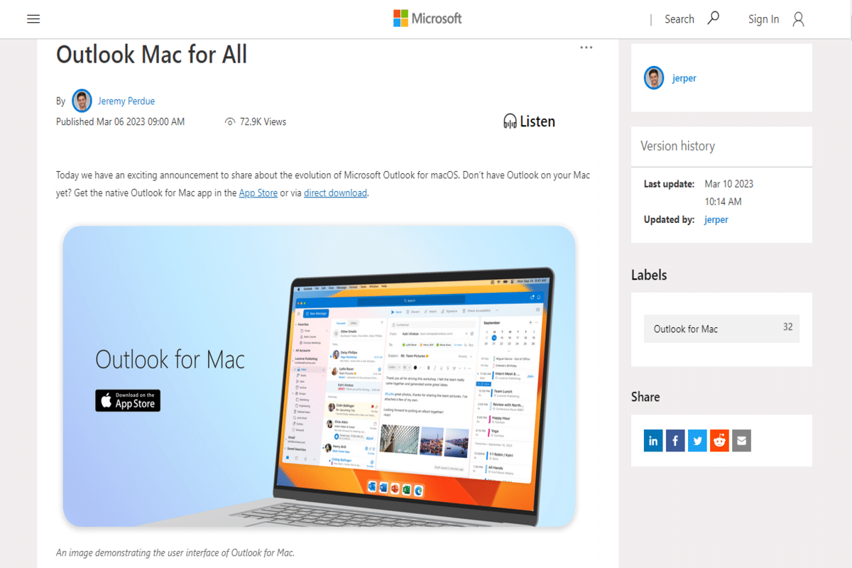 Microsoft hace que Outlook para Mac sea gratuito
