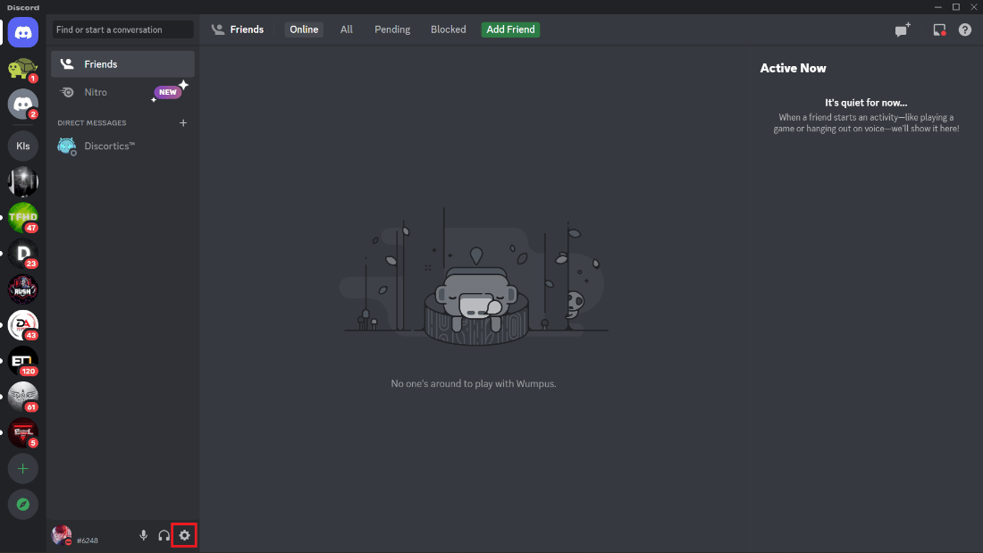 Haga clic en el icono de la rueda dentada para acceder a la configuración del usuario.