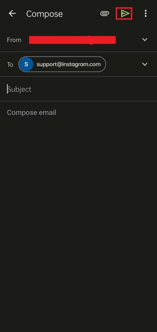 toque el icono de enviar |  Cómo reportar un problema a Instagram