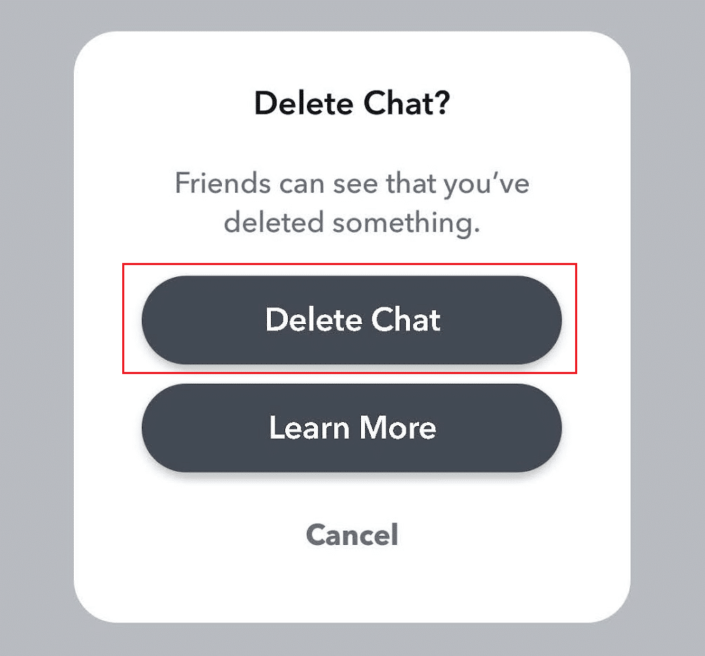 toque Eliminar chat |  Cómo cancelar el envío de un mensaje en Snapchat