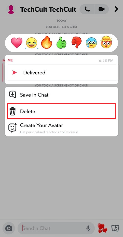 toca Eliminar en el menú